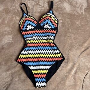 ANITA NWOT 'Alessia' Full Coverage Colourful Geometric Swimsuit - Size 34C